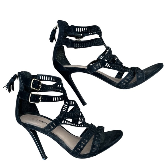 Call it spring Black Strappy Heels - Picture 1 of 5